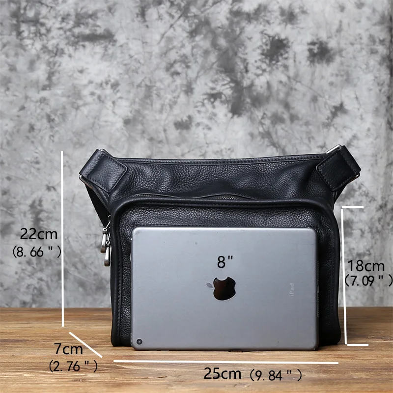 NZPJ Leder herren Schulter Tasche Casual Umhängetasche Top Schicht Rindsleder Horizontale Abschnitt Einfarbig Trend Tablet Computer Tasche – Detail 2