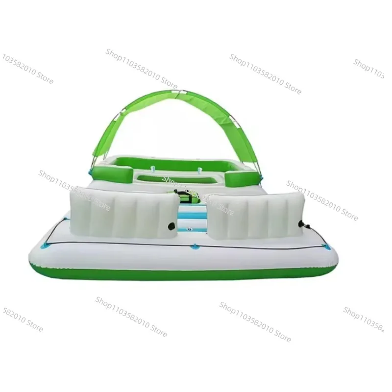 6 People Water Floating Island Pool Giant Lake Leisure Raft Large PVC Inflatable Island for Lake Beach River