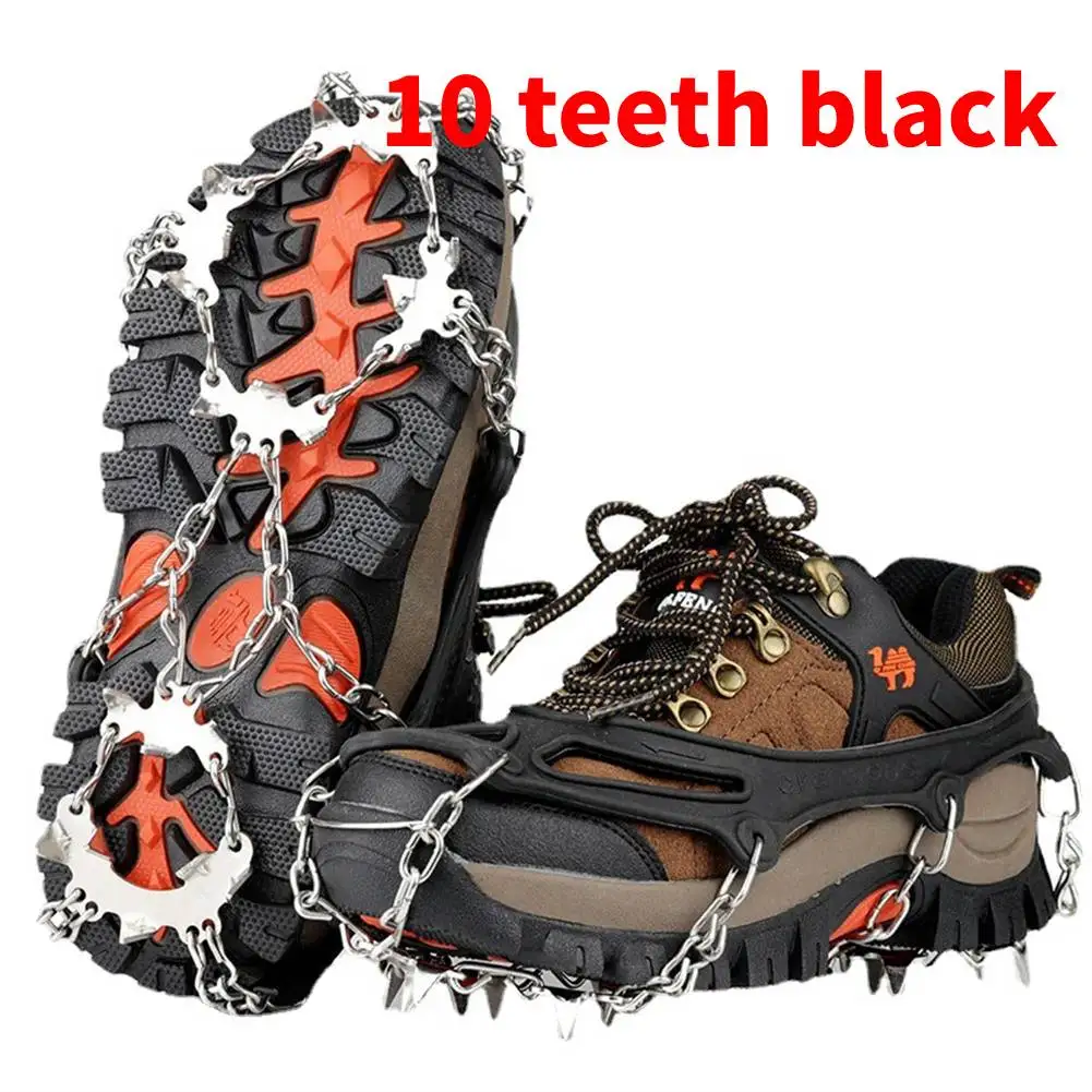 Ice Snow Shoe Durable Stainless Steel Snow Antiskid Shoe Cover Outdoor Mountaineering Shoe Covers 10/8/5 Tooth Crampon Unisex