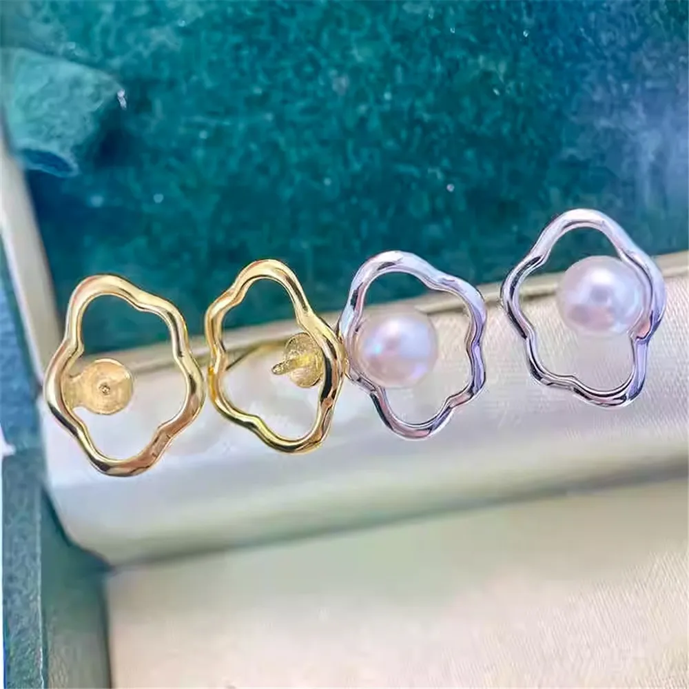 

S925 Sterling Silver Pearl Earring Settings DIY Jewelry Making Supplies Blank Earring Posts for Handcrafted Accessories No Pearl