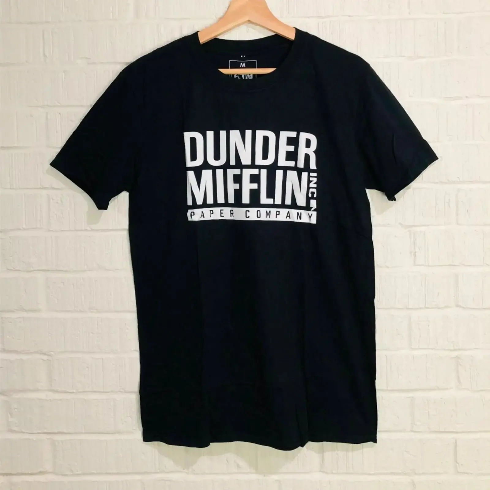 Men's Dunder Mifflin Paper Company Logo T Shirt Top  Black M vintage Washed Breathable Top For Everyday Wear Comfortable