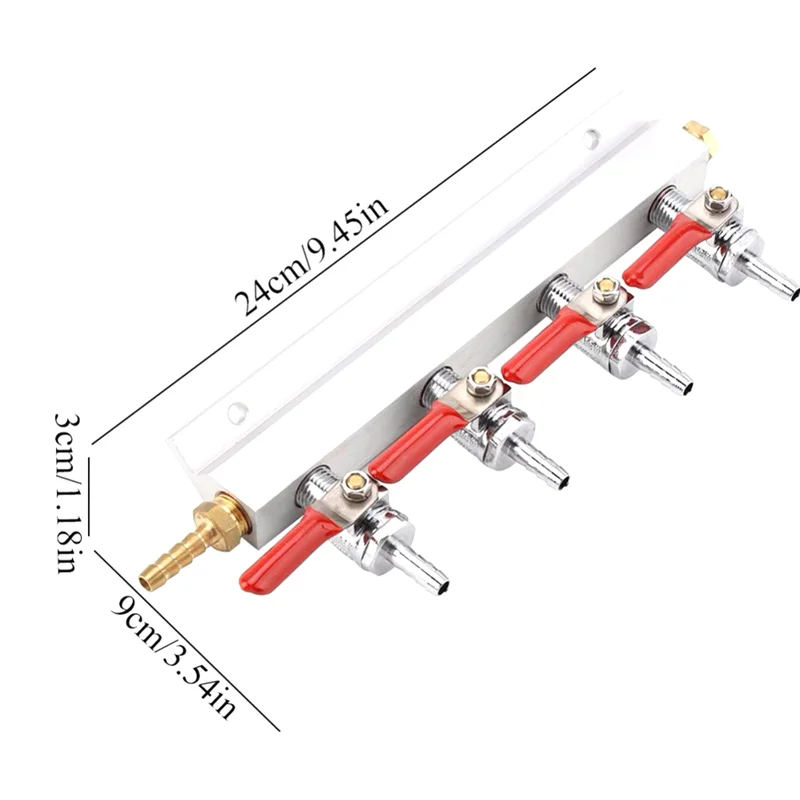

ABKU-4-ходовой газовый коллектор 5/16-дюймовый интегрированный обратный клапан с колючками Распределитель CO2 4-ходовой газовый коллектор CO2