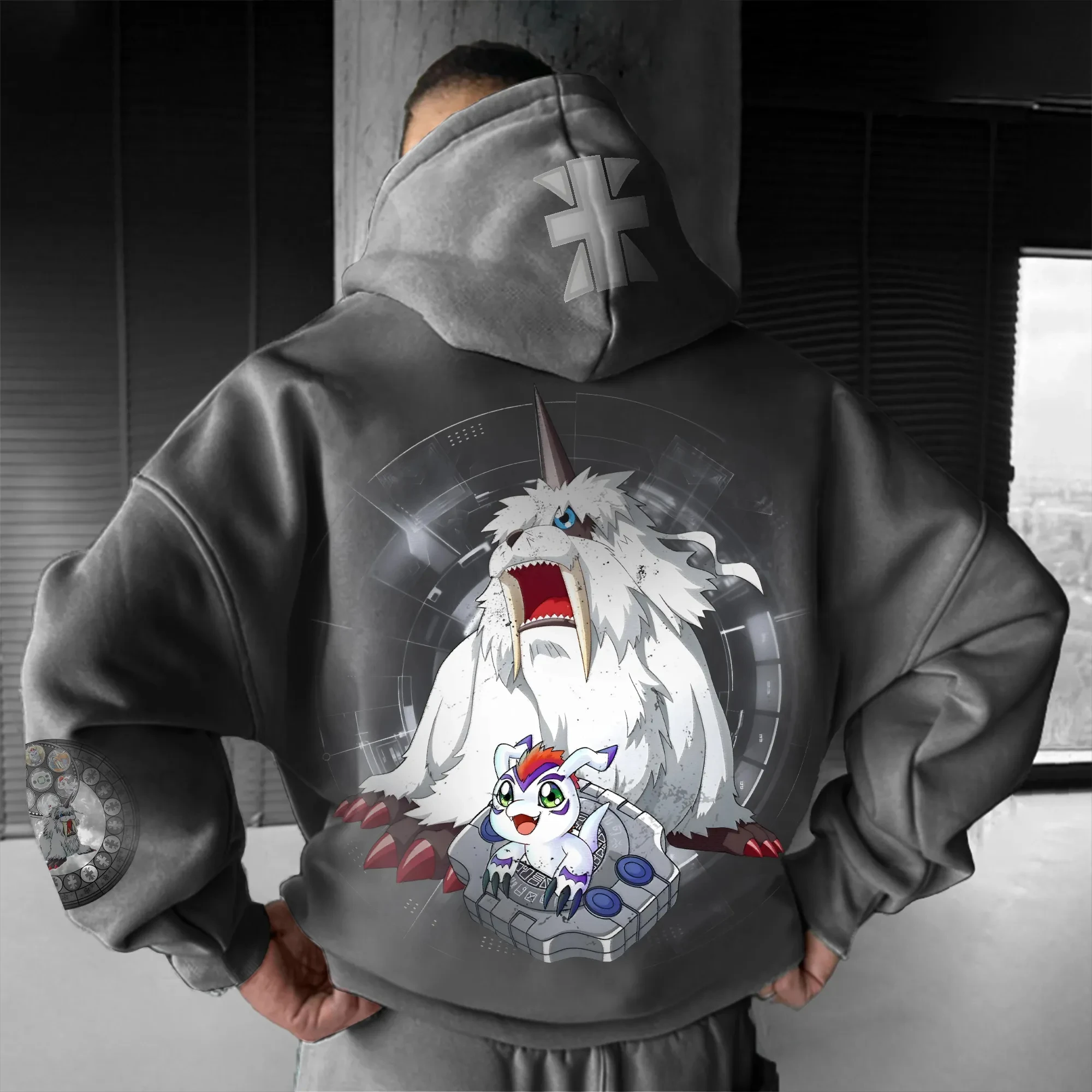 

Digimon 2021, осенне-зимняя толстовка унисекс с принтом аниме Ikkakumon, свободная повседневная уличная толстовка, детский джемпер для родителей и детей