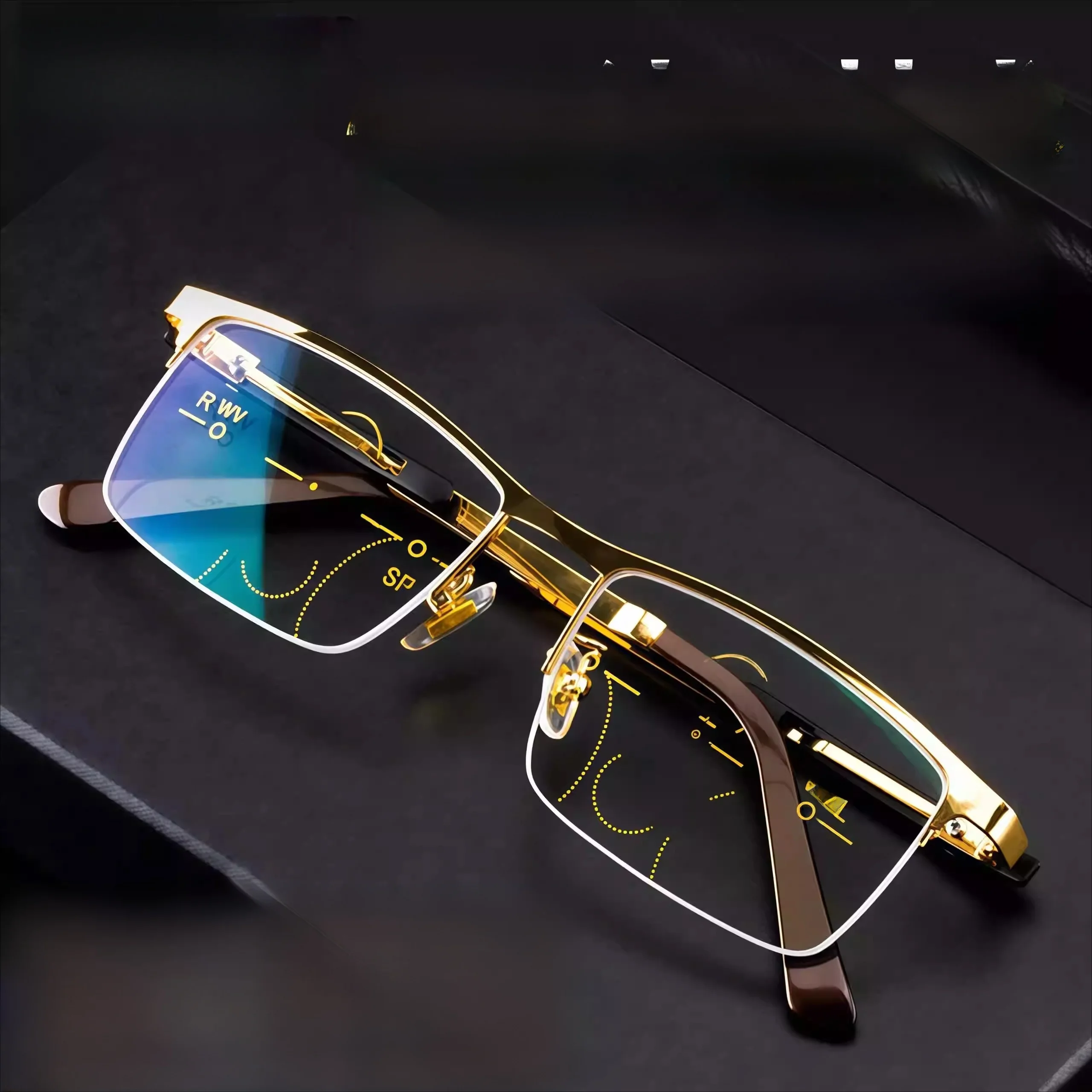 スマート自動ズームブルーライトカットメンズ老眼鏡遠近両用高精細高級ブランドpaon