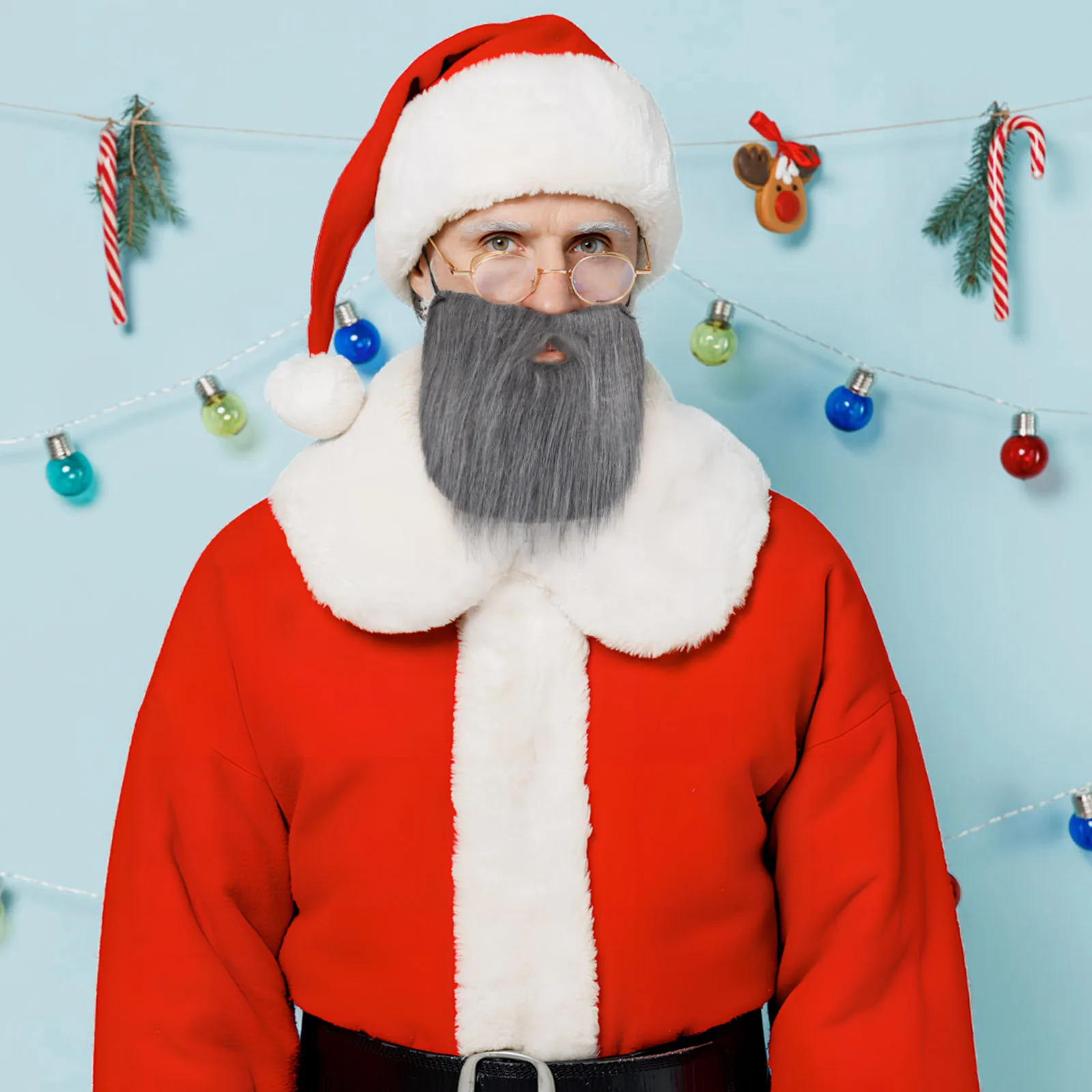Barba di Babbo Natale Barbe di Natale Costume da Babbo Natale finto Puntelli di scena Barba per uomo Bomboniere Accessorio cosplay
