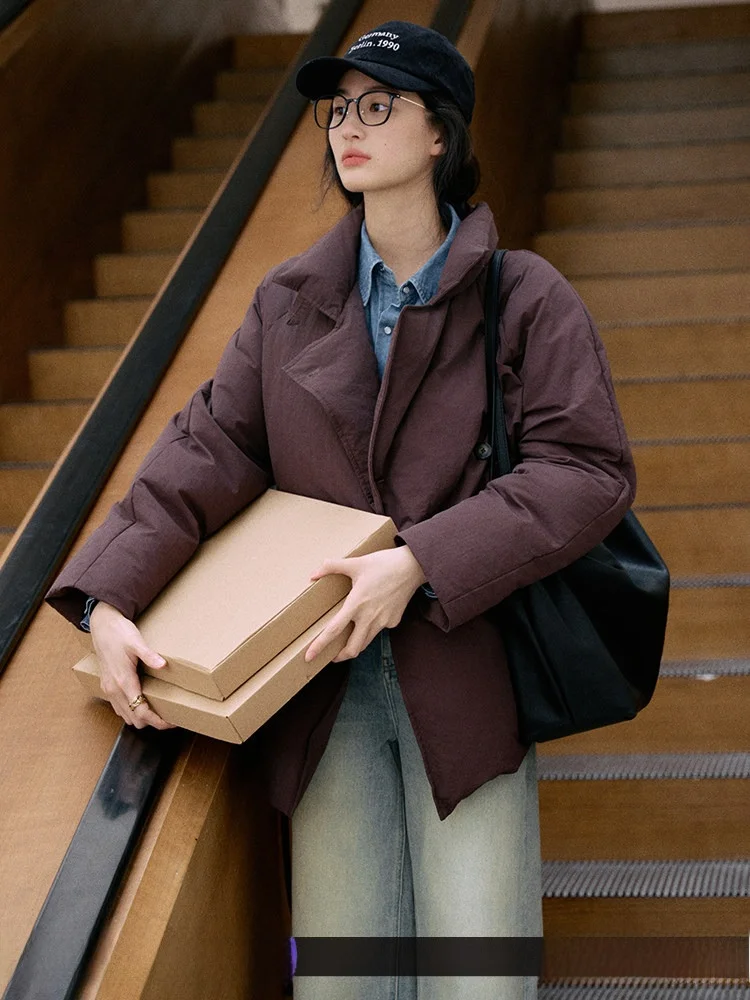 

Jicouture90 Women's ort Puffer Jaet Stand Collar Asymmetrical ape Cotton Coat White Du down Winter Outerwear