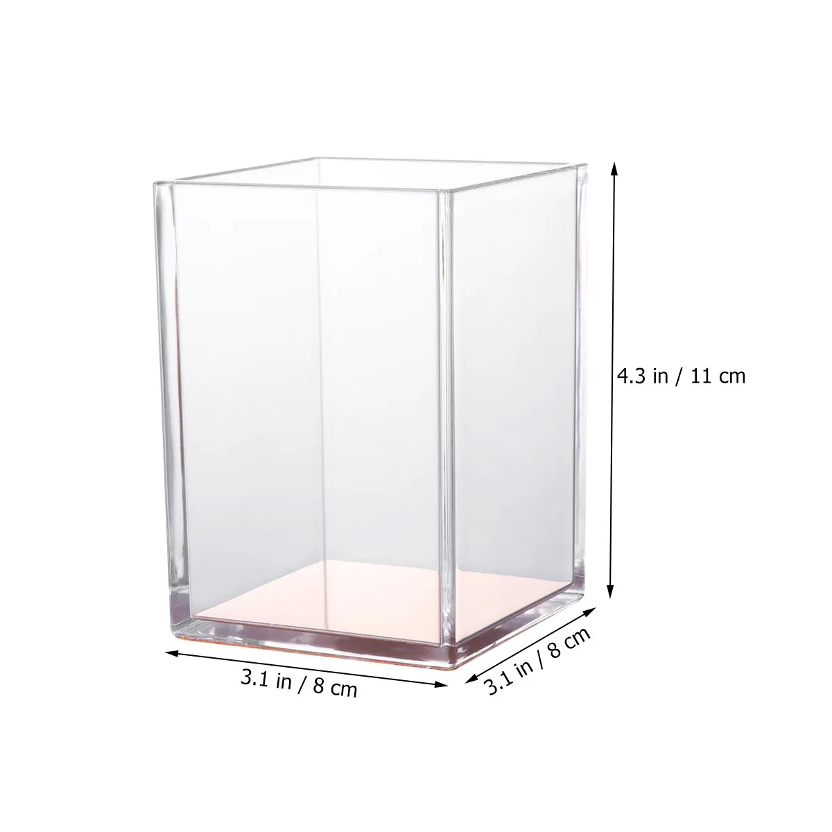 Transparent Acrylic Pen Holder Golden Desktop Pencil Brush Pot Organizer Stationery Container Gift Acrylic Pen Holder
