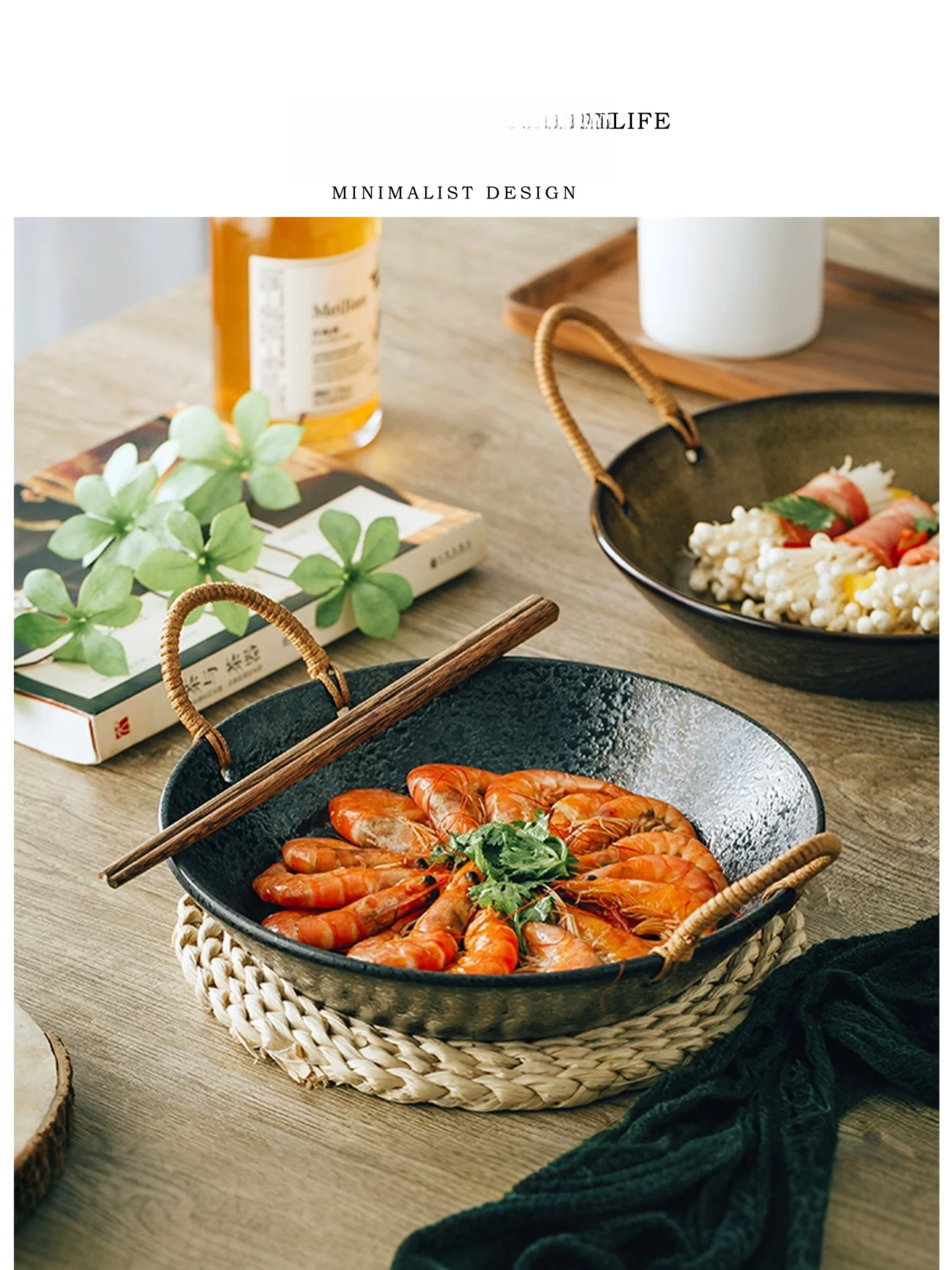 

Tlife Nouri Cerc Double Ear Plate Creative Home Use Nutritious Japanese Sle Retro Hemp Rope Dinnerware Diware
