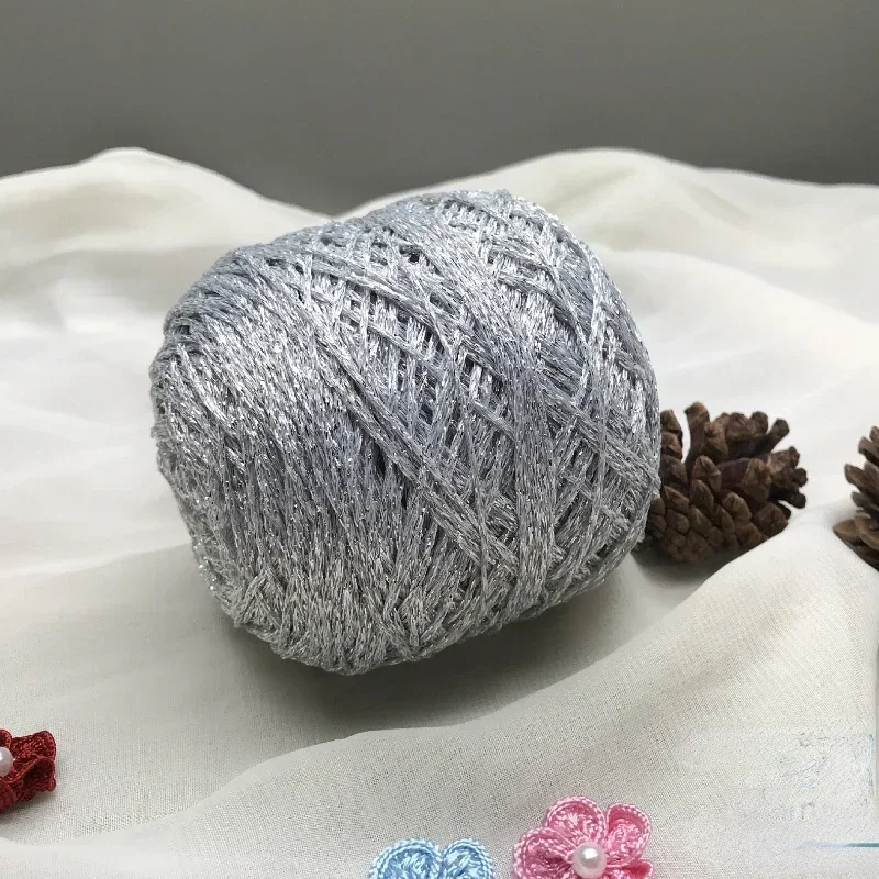 50g New Selling Pure Silk Glitter Yarn Gold Silver Hollow Thread DIY Hyunya Bag Bear Crochet Doll Knitting Yarn Hand Woven Gift