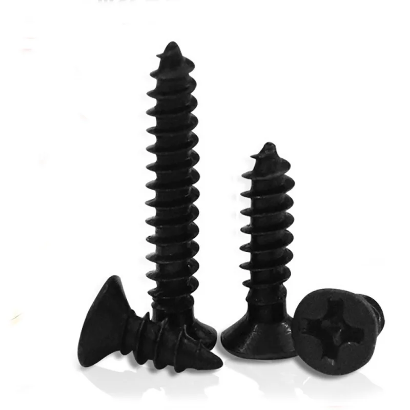 100pcs/lot Cross Countersunk Flat Head Self-tapping Screw M1 M1.2 M1.4 M1.5 M2 M2.6 M3 M3.5 M 4 M5 Black Carbon Steel Phillips