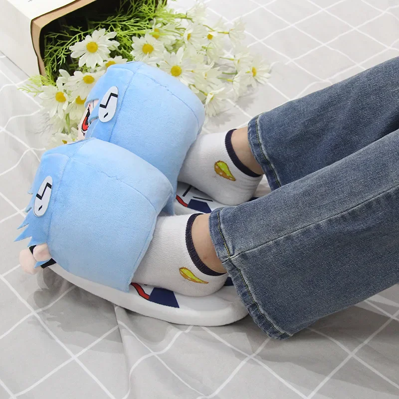 Cartoon EVANGELION Rei Cotton Slippers Plush Slippers for Men Women Cartoon Fluffy Shoes Home Indoor Slippers Winter Warm Shoes