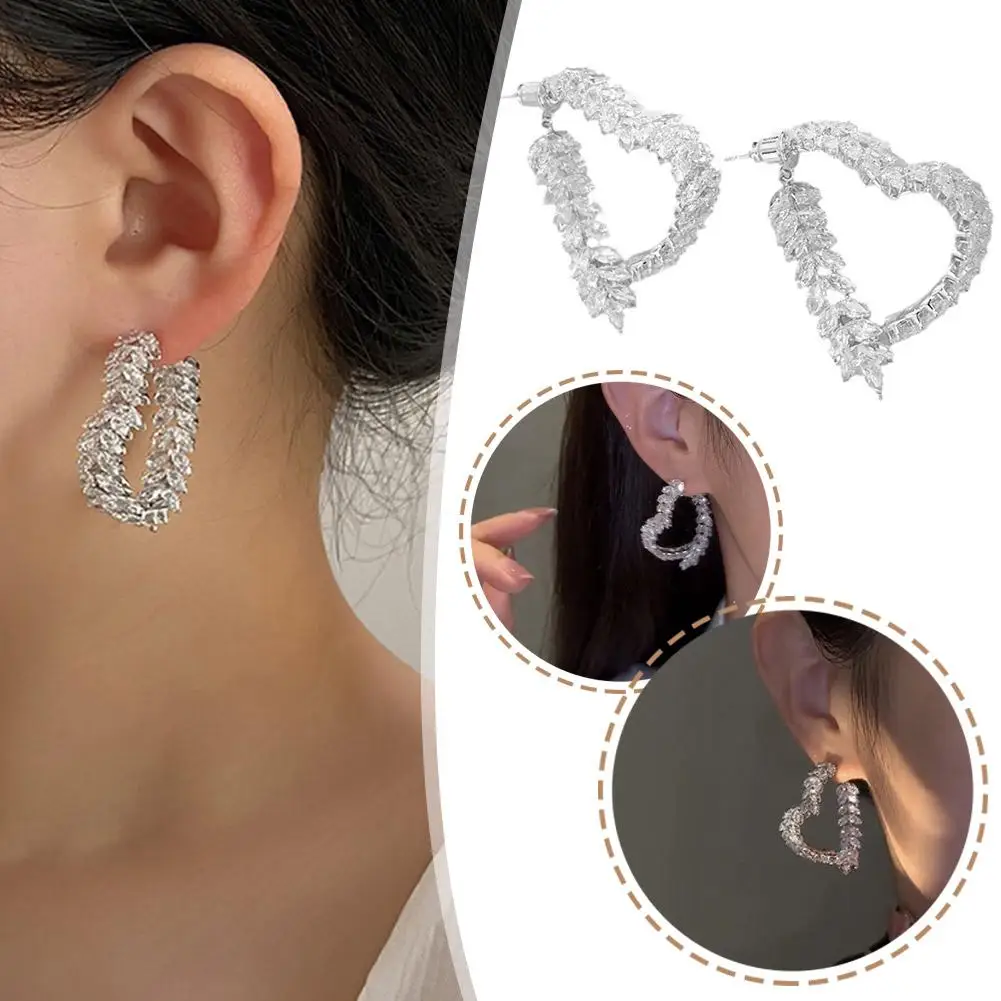 Luxury Wheat Earrings Shiny Zircon Korean Design Hoops Personality Party Charm Jewelry Accessories For Women Girls J6O1