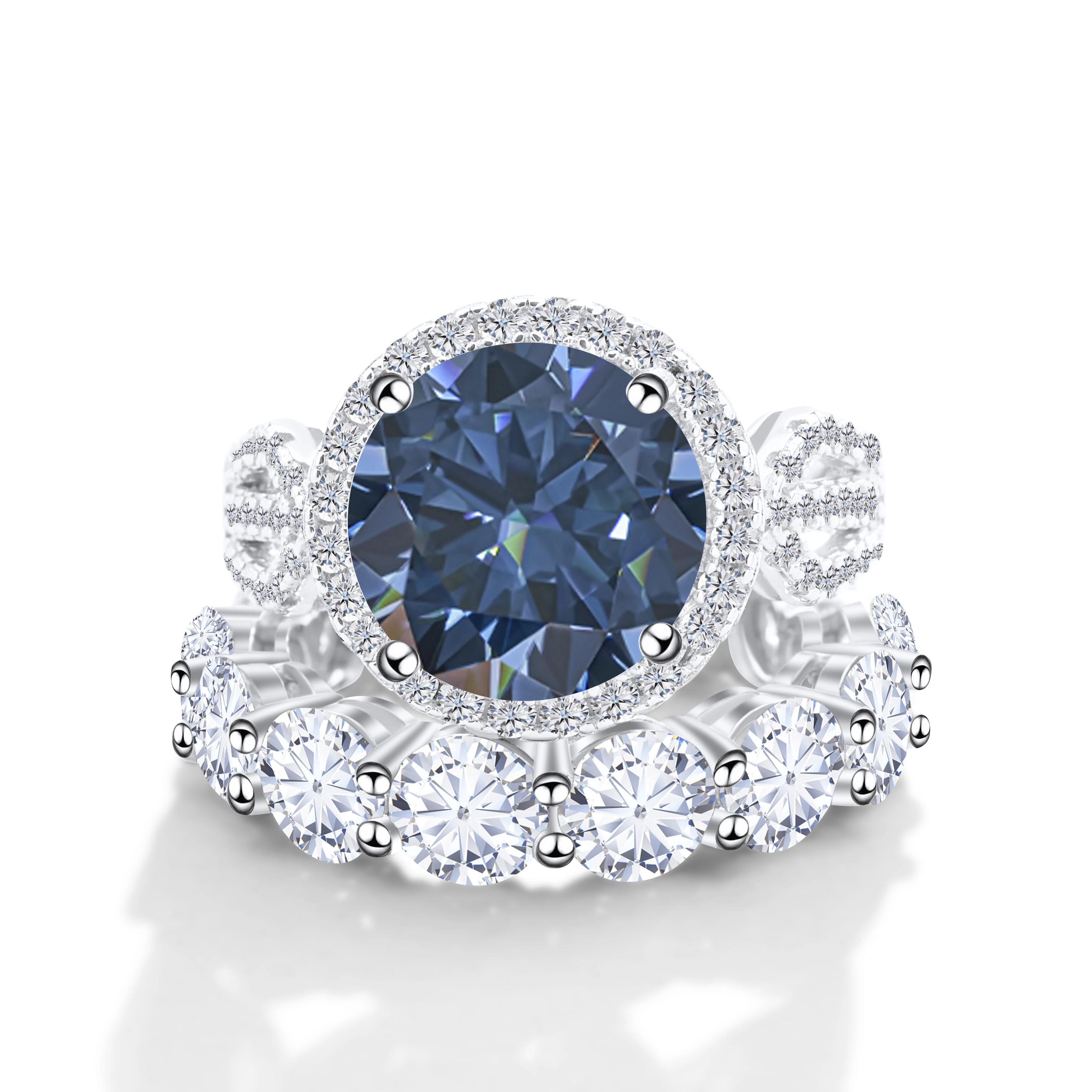 Luxury 12CT Moissanite Ring Set for Women D Color VVS1 Certified Sparkling Engagement Wedding Rings Pass Diamond Tester Gift
