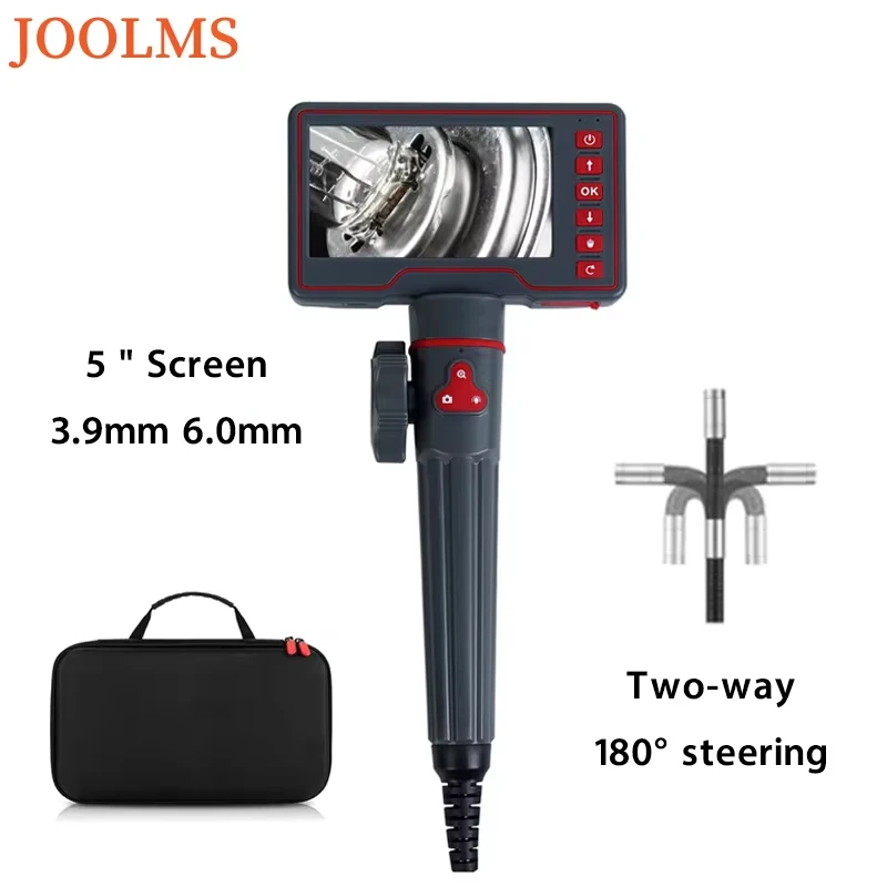 360° Rotating Industrial Endoscope Articulating Borescope With 5inch Screen 3.9mm/6.0mm For Car Engine House Repair