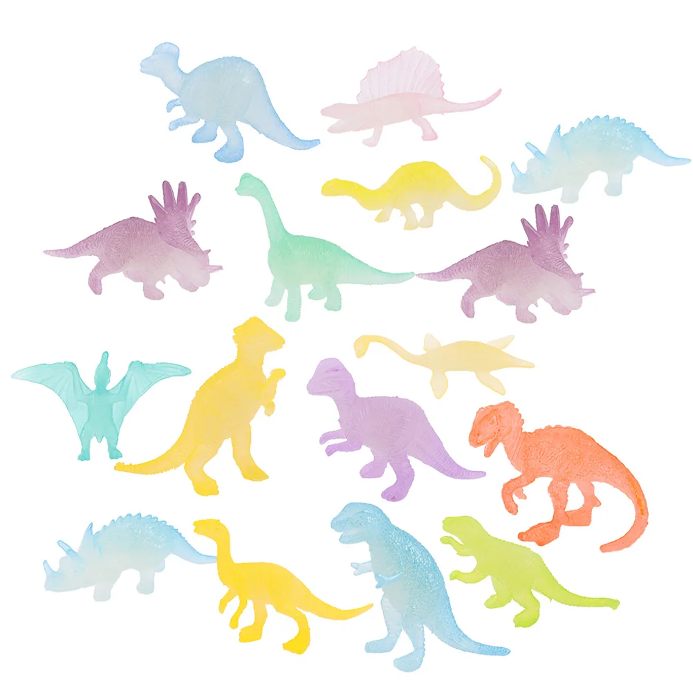 

16 Pcs Glow Dinosaur Model Toys Figure Party Favors Plastic Dark Supplies Kids Room Decorations Cognitive Learning