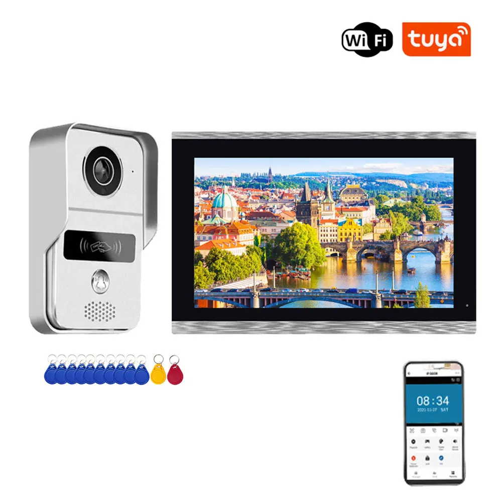 7 Inch1080P TUYA Wifi Video Doorbell System Doorphone Door RFID Unlock Camera 10 inch Touch Screen Video Intercom Access Control