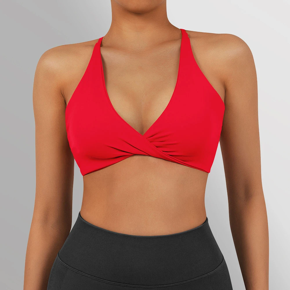 Yoga Crop Top donna Halter Fitness Gym Yoga Top Workout abbigliamento da palestra corsetto Push-up imbottito Active wear reggiseno sportivo femminile