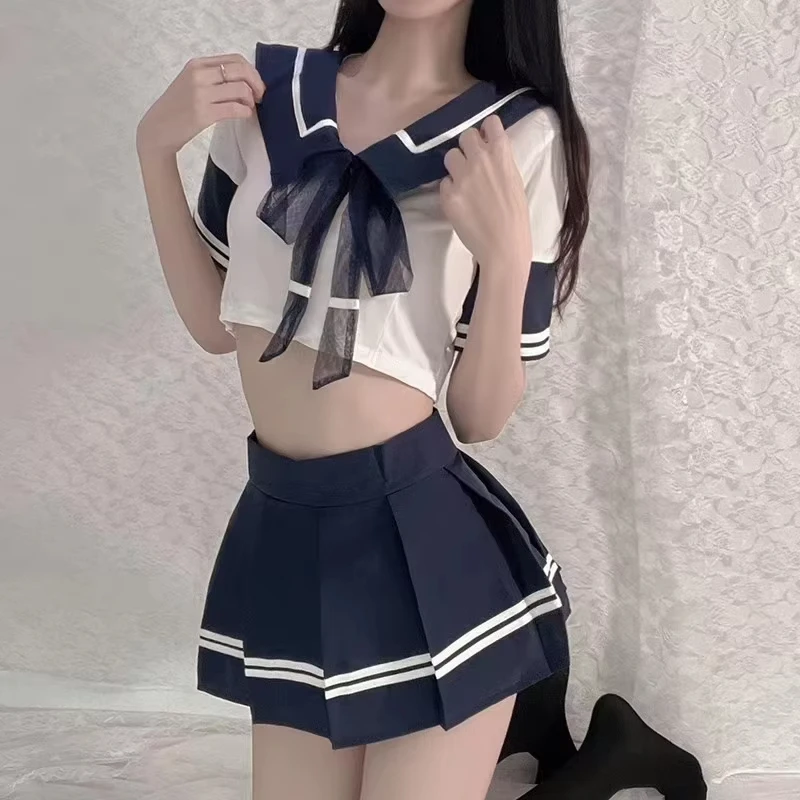 Women Sweet Pure Aesthetic Cosplay Lingerie Outfit, Sensual Bedroom Nightwear Costume for Couple Role‑Playing Game - view 3