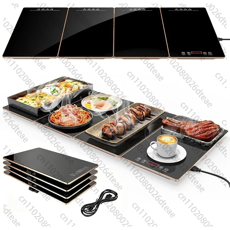 Foldable Splicable Glass Heating Board Electric Food Warming Tray Portable Household Buffet Heat Plate Easy To Store