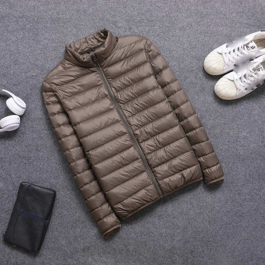 Nova marca outono inverno luz para baixo jaqueta masculina moda com capuz curto grande ultra-fino leve juventude casaco fino para baixo jaquetas