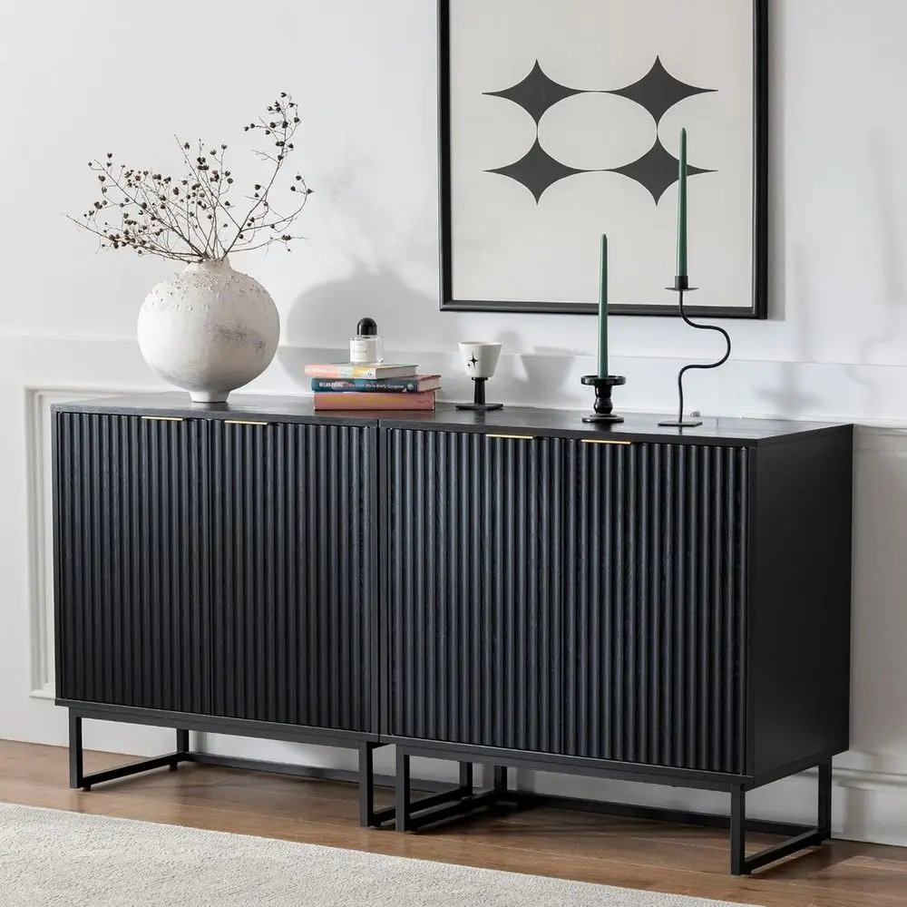 

Комплект из 2-х шкафов для хранения с регулируемыми полками, подходит для гостиной или прихожей, черный