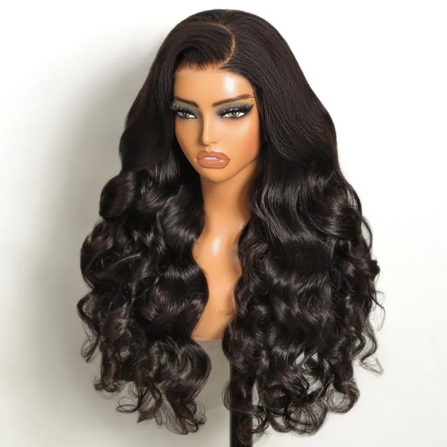 Perruque Lace Closure Wig Body Wave Brésilienne Naturelle, Cheveux Vierges, 13x4, Densité 300%, Bout Complet