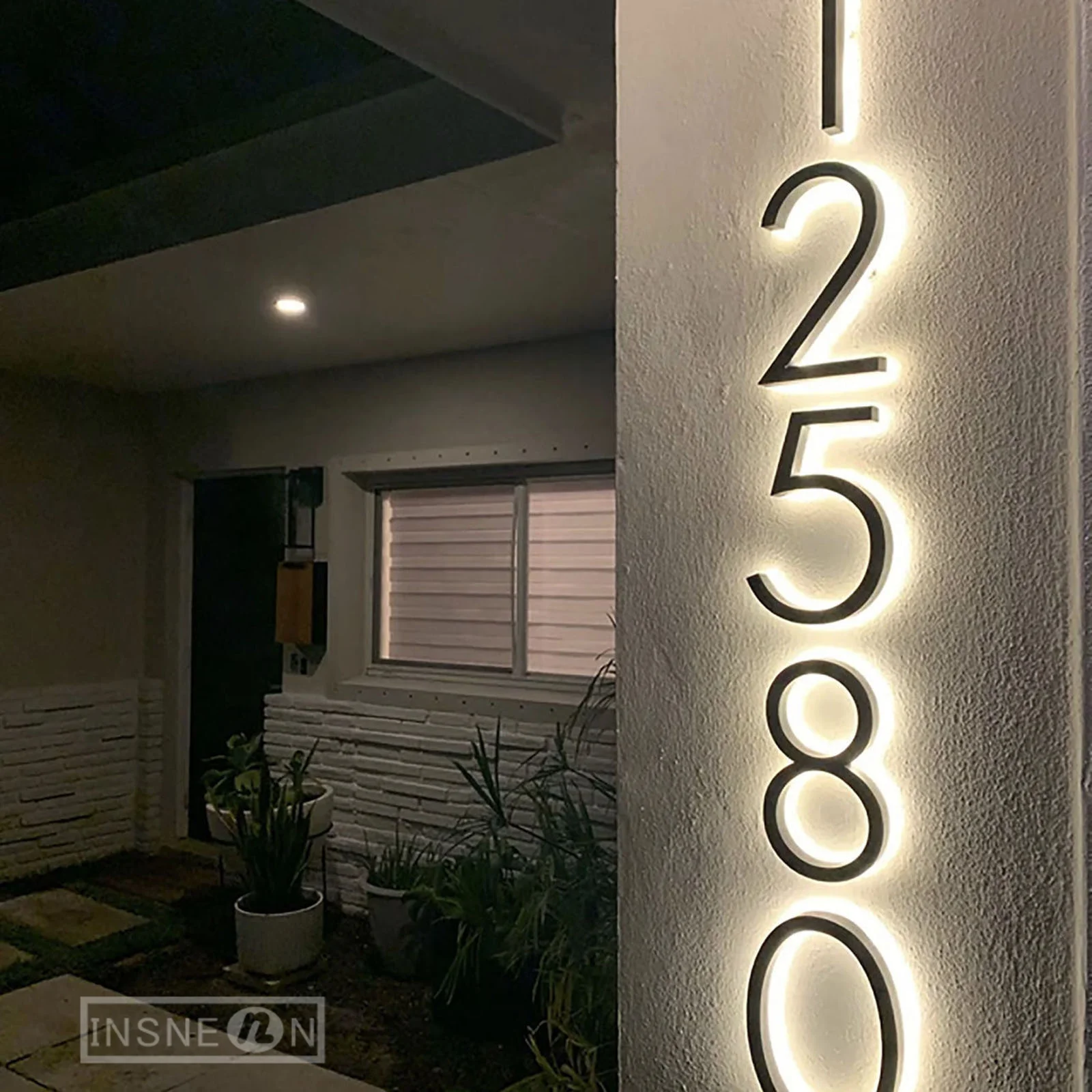 Modern LED Backlight for Outdoor, Digital Acrylic Light, Metal 3D, Waterproof Door Head, Company Brand