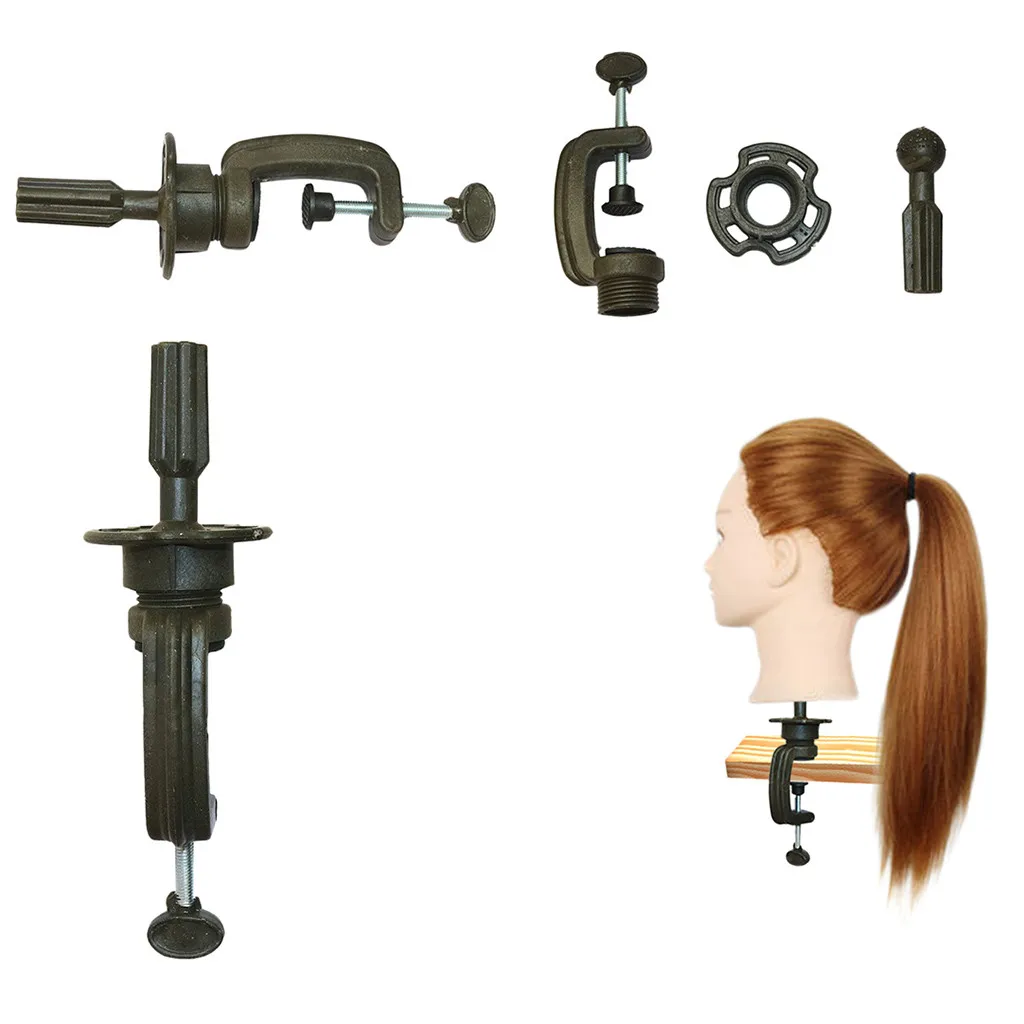 Long Hair Training Head Model Hairdressing Clamp Stand Dummy Practice Mannequin