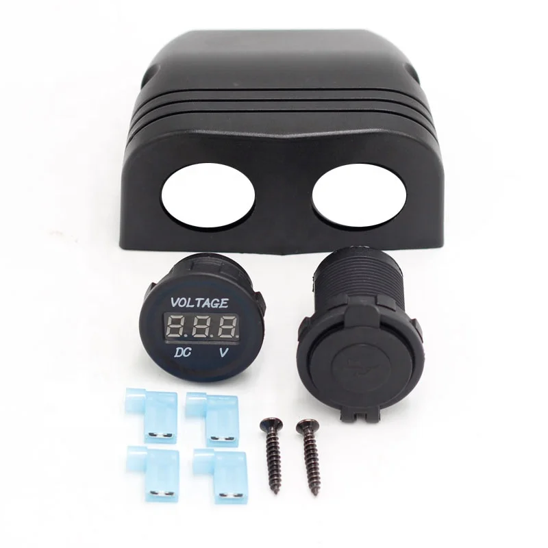 Tent Type Panel Two Hole 12V/24V Digital voltmeter 3.1A Dual USB Car Charger Fast Socket Power Outlet