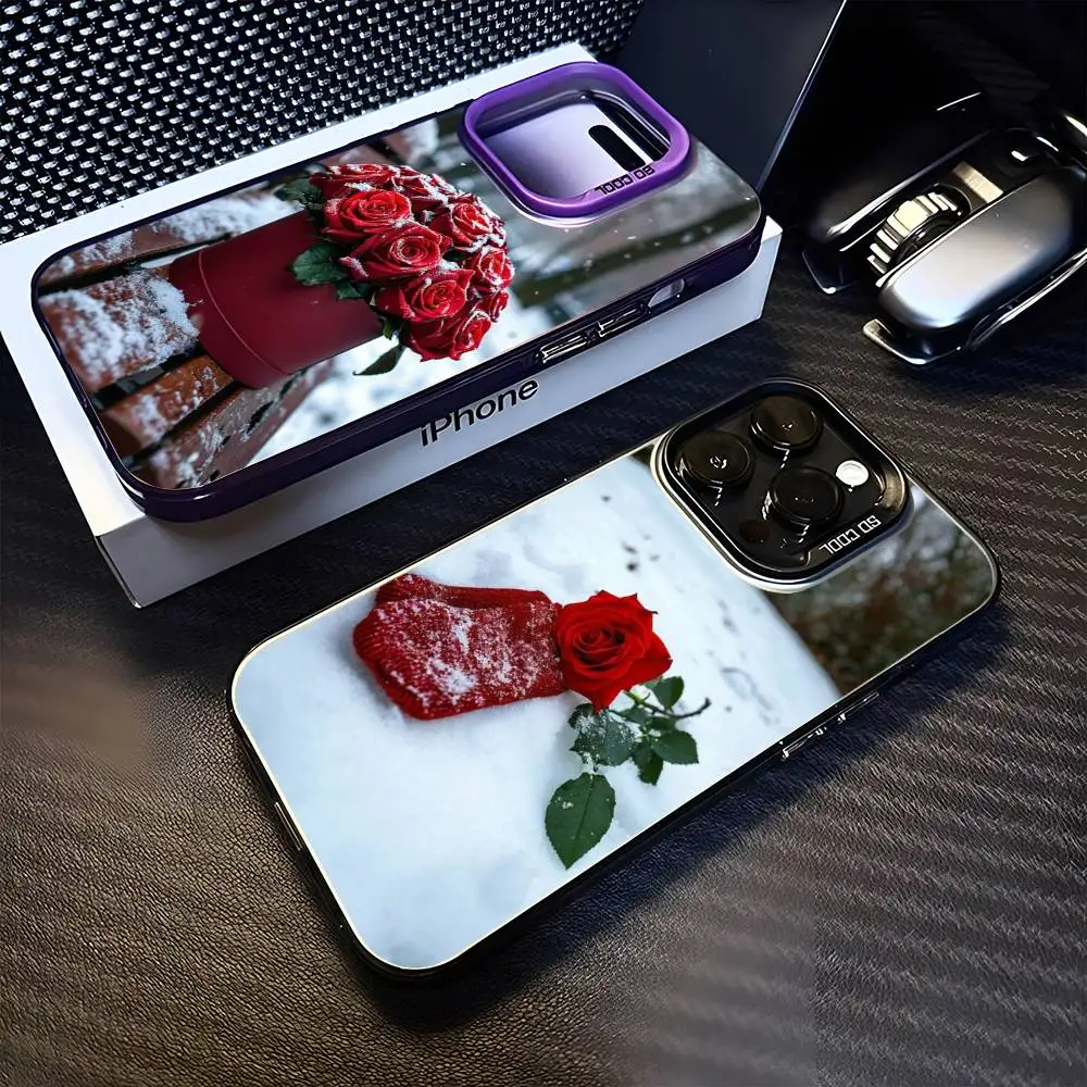 

Snowy Rose Phone Case For iPhone 16,15,14,13,12,11,Mini,Pro,MAX Purple Matte Shockproof Cover