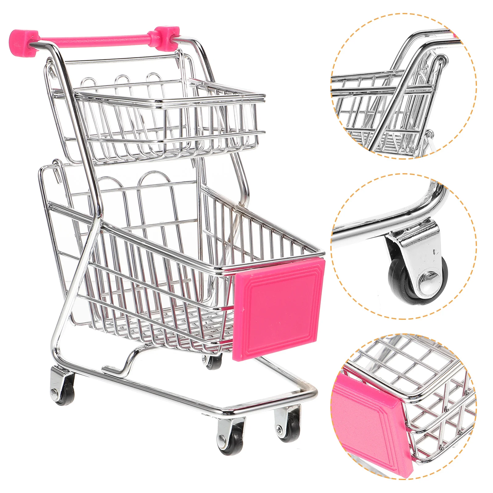 Cesta de comida frita, Mini carrito de compras de acero inoxidable, soporte para aperitivos, cesta de almacenamiento de alimentos, exhibición de servicio de cocina duradera reutilizable