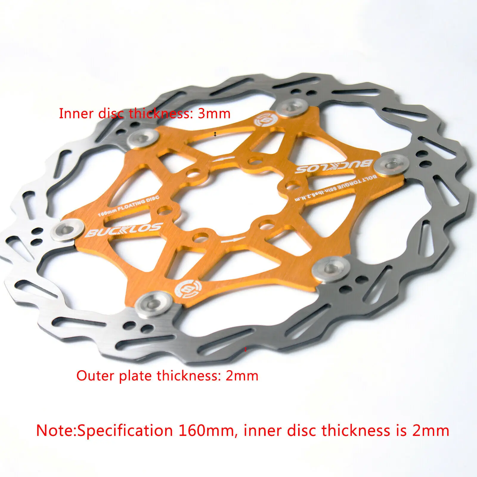 BUCKLOS 2PC Fiets Schijfrem 160/180/203mm Fiets Drijvende Rotors Rvs Mountainbike Remrotor rotoren fiets Deel