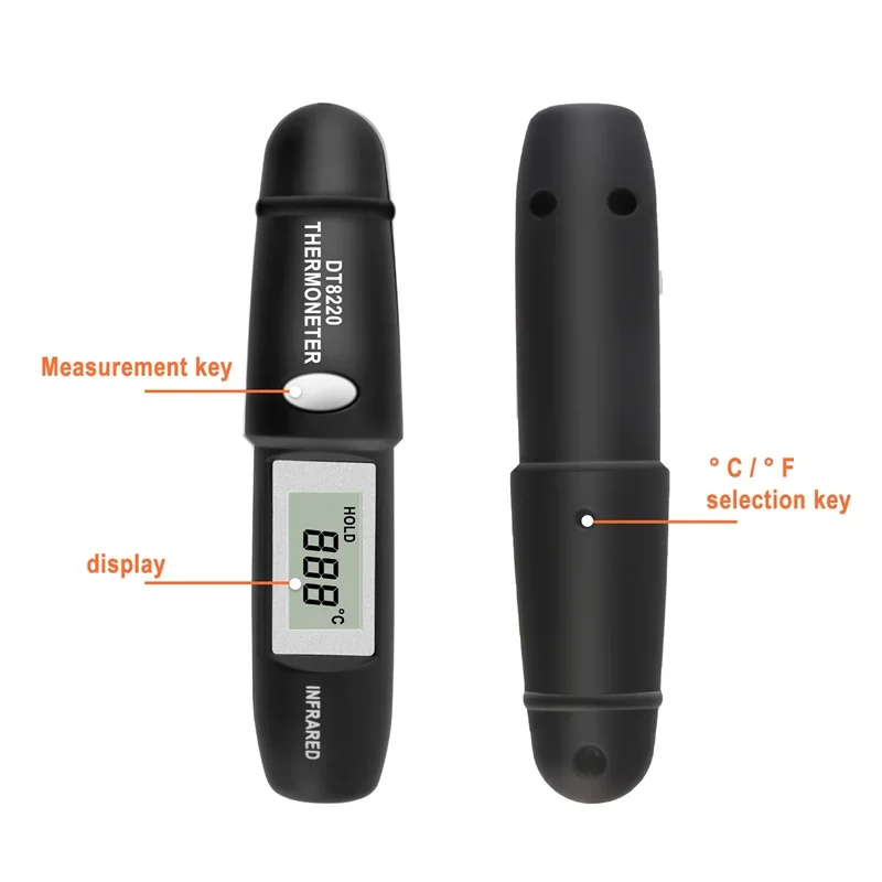 DT8220 Mini Infrared Sensor Thermometer Digital Pen Gun Thermal Non-Contact Handheld Laser Pyrometer Hygrometer IR Temp Meter
