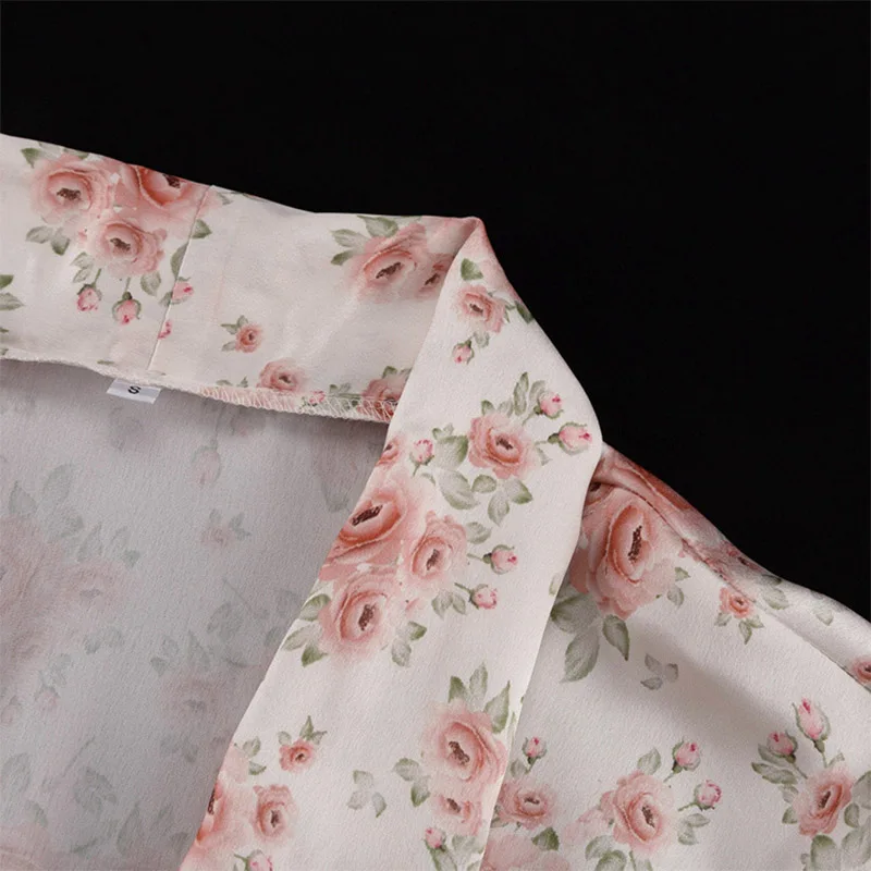 ALPHALMODA 2025 Nouveau, grandes manches bouffantes, imprimé floral, femmes, mode, robe en satin, style ouvert, ceinturé, décontracté, robe courte