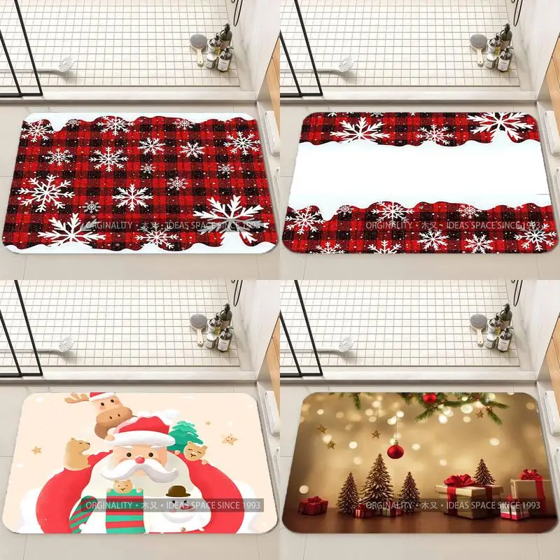

Red Plaid Snowflake Mat Living Room Decoration Home Sofa Non-Slip Carpet Study Bedroom Tatami Children'S Soft Floor Mat