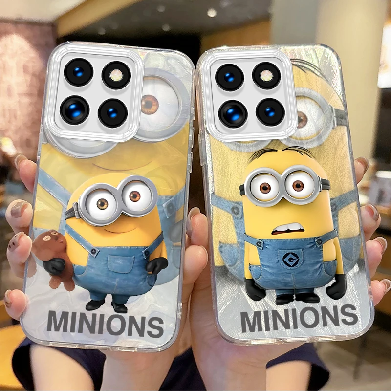 

M-Minions Cartoon Gradient Phone Case for Xiaomi Poco X6 X3 F6 M6 M4 Pro C61 13T 14T 11 Lite Feather Yarn Shockproof Matte Cover