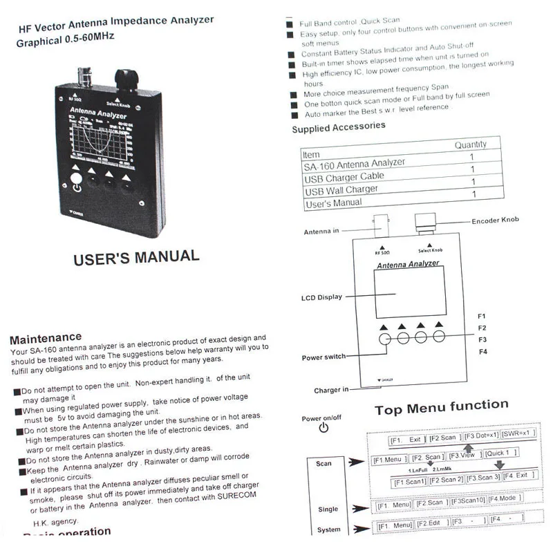 Imagem -05 - Surecom-analisador de Antena Gráfica Conector Bnc para Rádio em Dois Sentidos Walkie Talkie Medidor Tester Color Sa160 0.560mhz