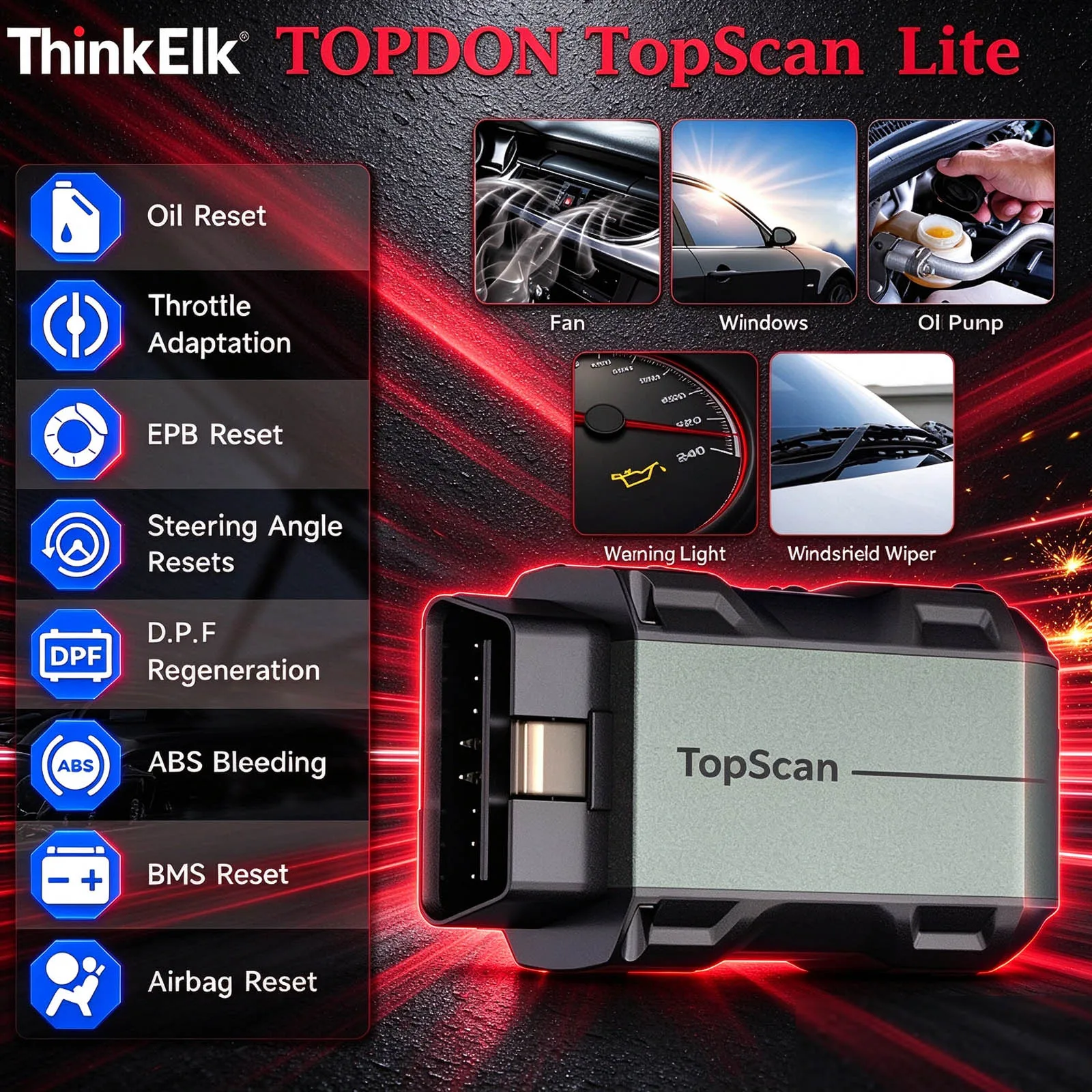 Professional TOPDON TopScan Lite For 120+ Brands First Year Free Subscription OBD2 Code Reader  Car Diagnostic Tool