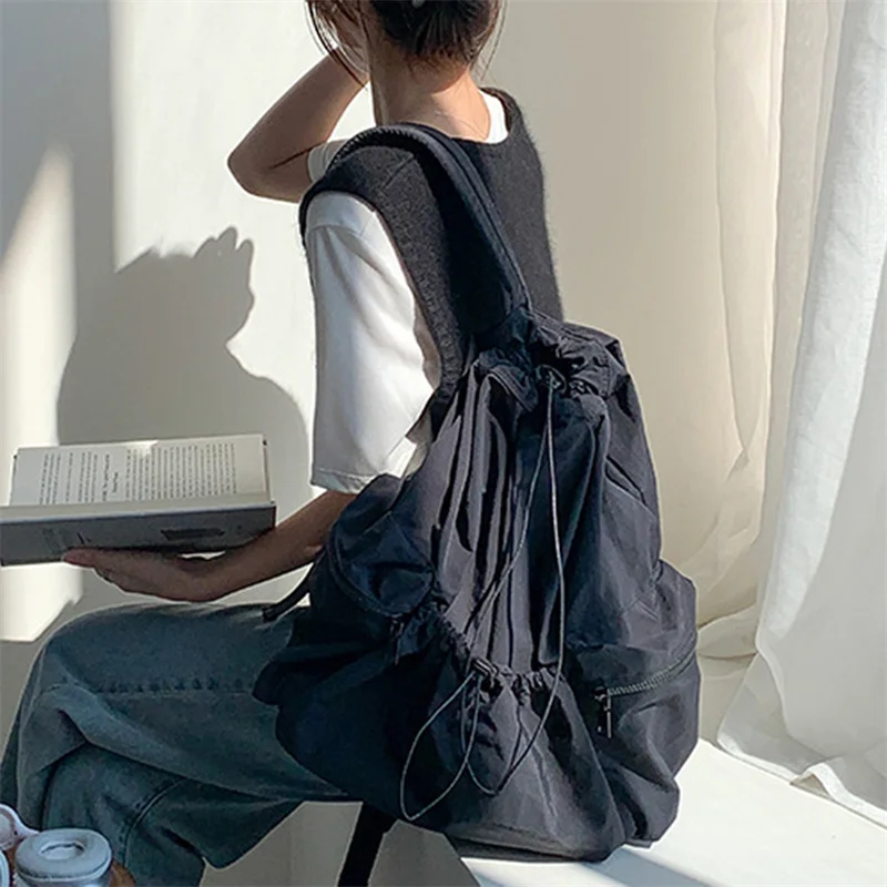 Zaino da donna con cassetto pieghettato alla moda zaino da donna con borsa da viaggio leggera Casual per studenti