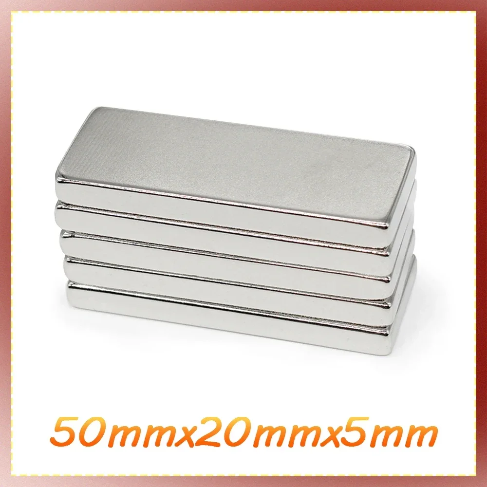 1/2/5/10PCS 50x20x5mm Quadrate Strong Powerful Magnets N35 Block Rectangular Neodymium Magnet Permanent Magnets