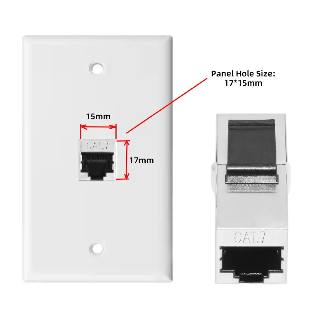 CableCC 10-Gigabit CAT7 RJ45 Female to Female Shield UTP 8P8C STP Inline Keystone wall Panels Modular Connectors