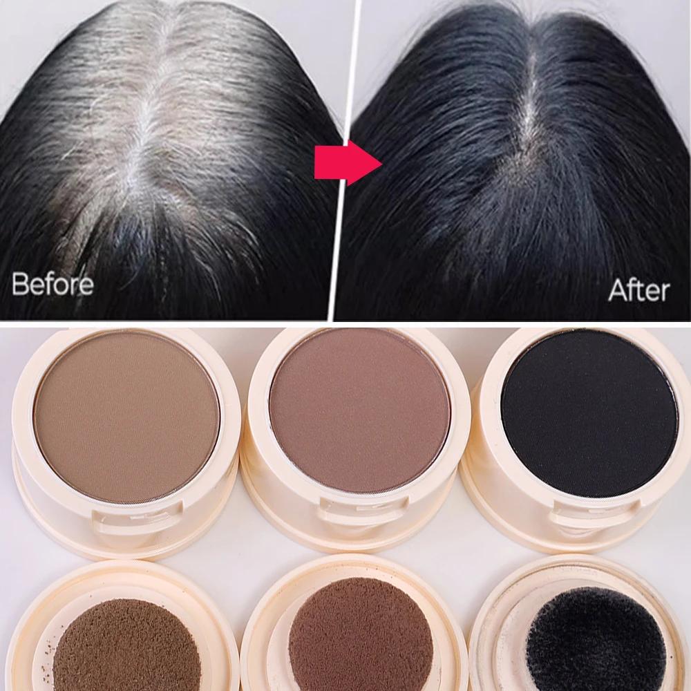 Natural Instant Waterproof Hairline Shadow Powder 3 Colors Puff Makeup Line Concealer Cover Hair Powder Hair with Hair Makeup