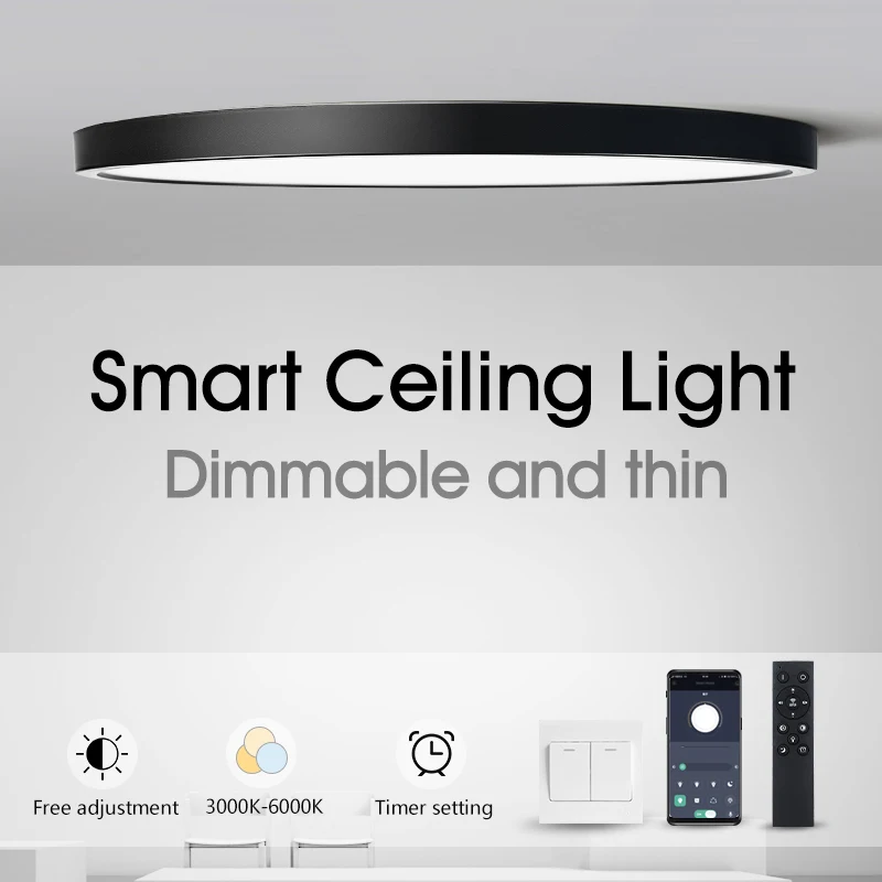 

Smart LED Ceiling Light Modern Ultrathin Ceiling Lamp with APP remote control Dimmable Indoor Lighting For living room Bedroom