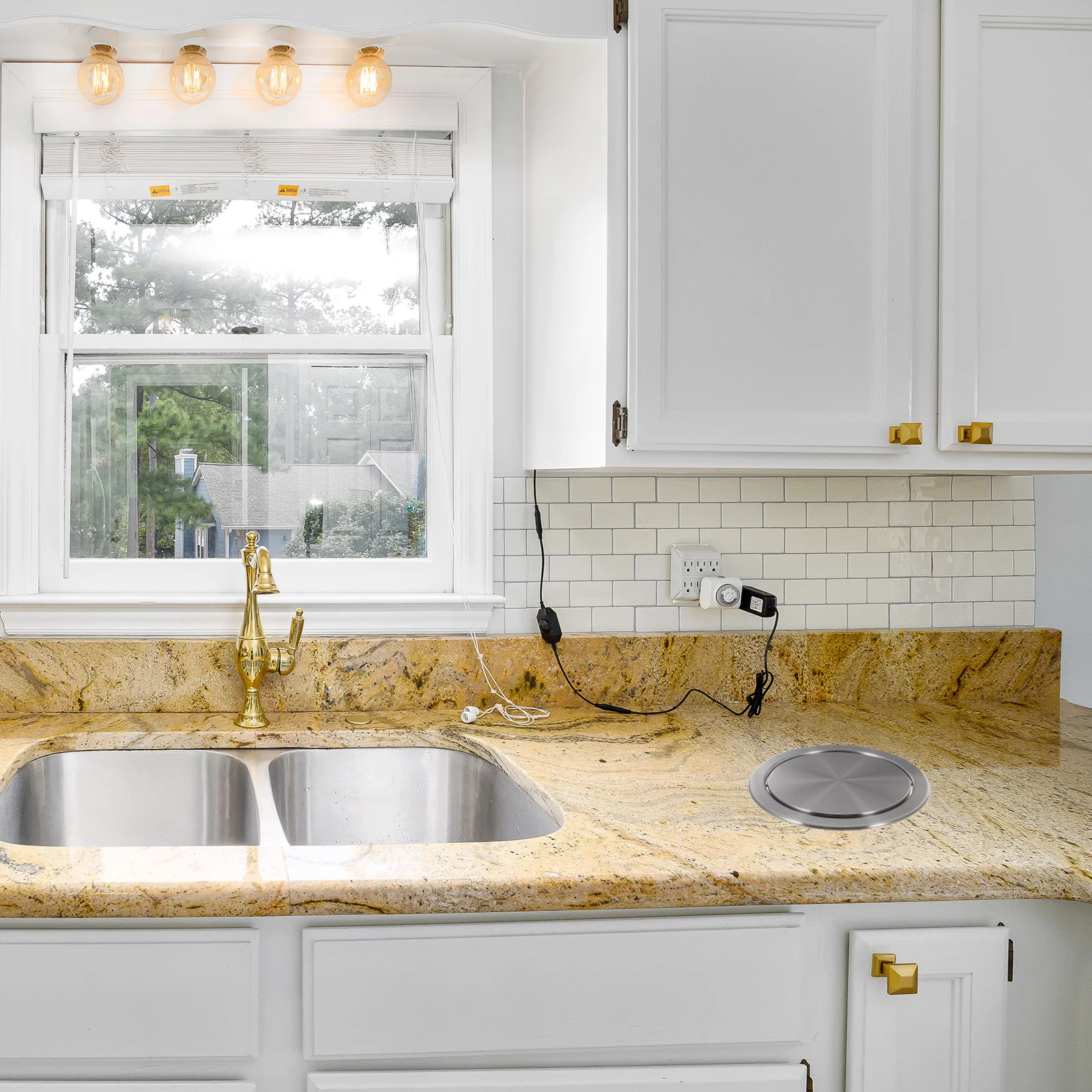 

Stainless Steel Recessed Counter Top Cover Flush Trash Can Lid Silent Scratch Resistant Suitable for Kitchen Bathroom Office