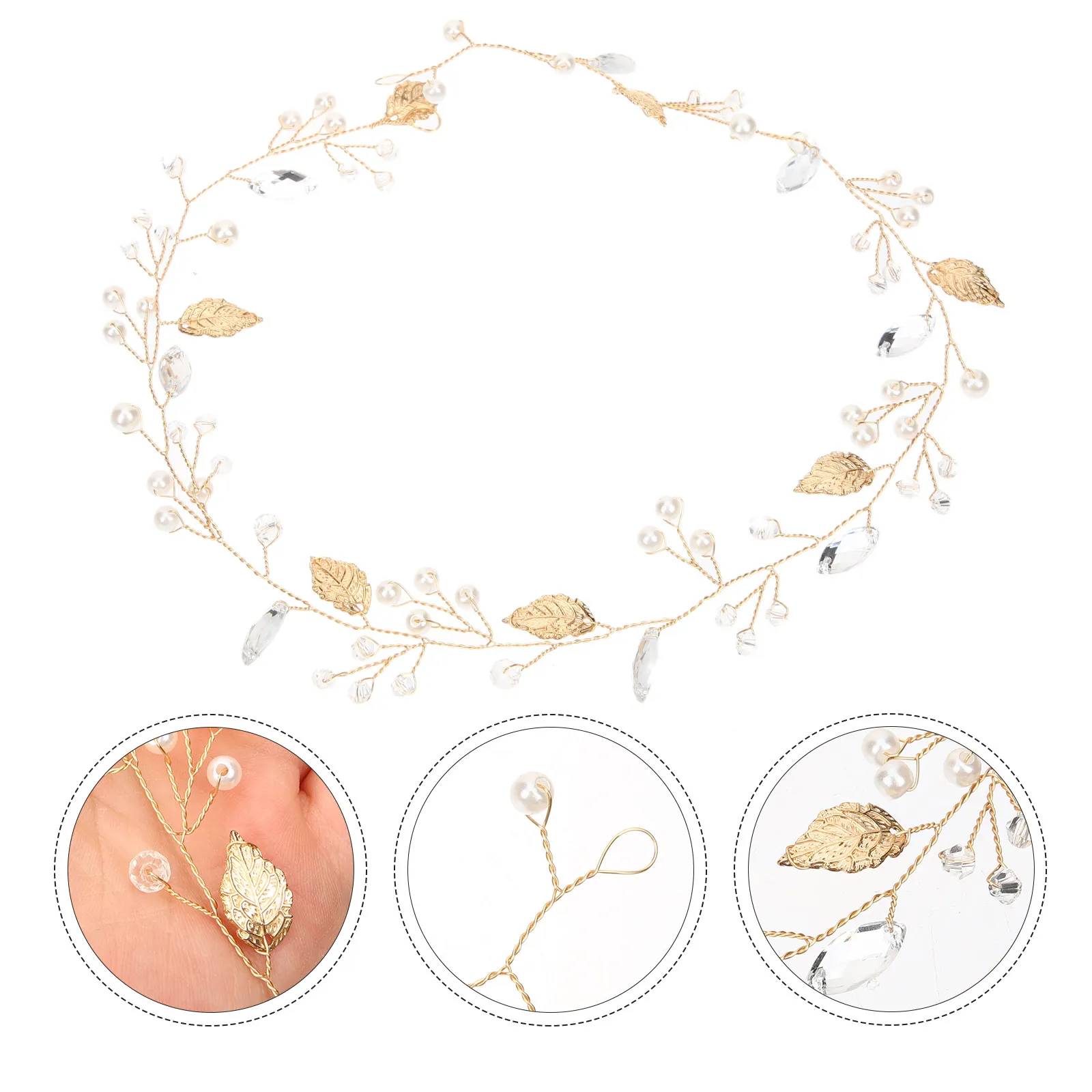 

Bridal Leaf Rhinestone Pearl Wedding Headband Elegant Bride Hair Accessories for Wedding Bridal Hairpieces Bride Headband