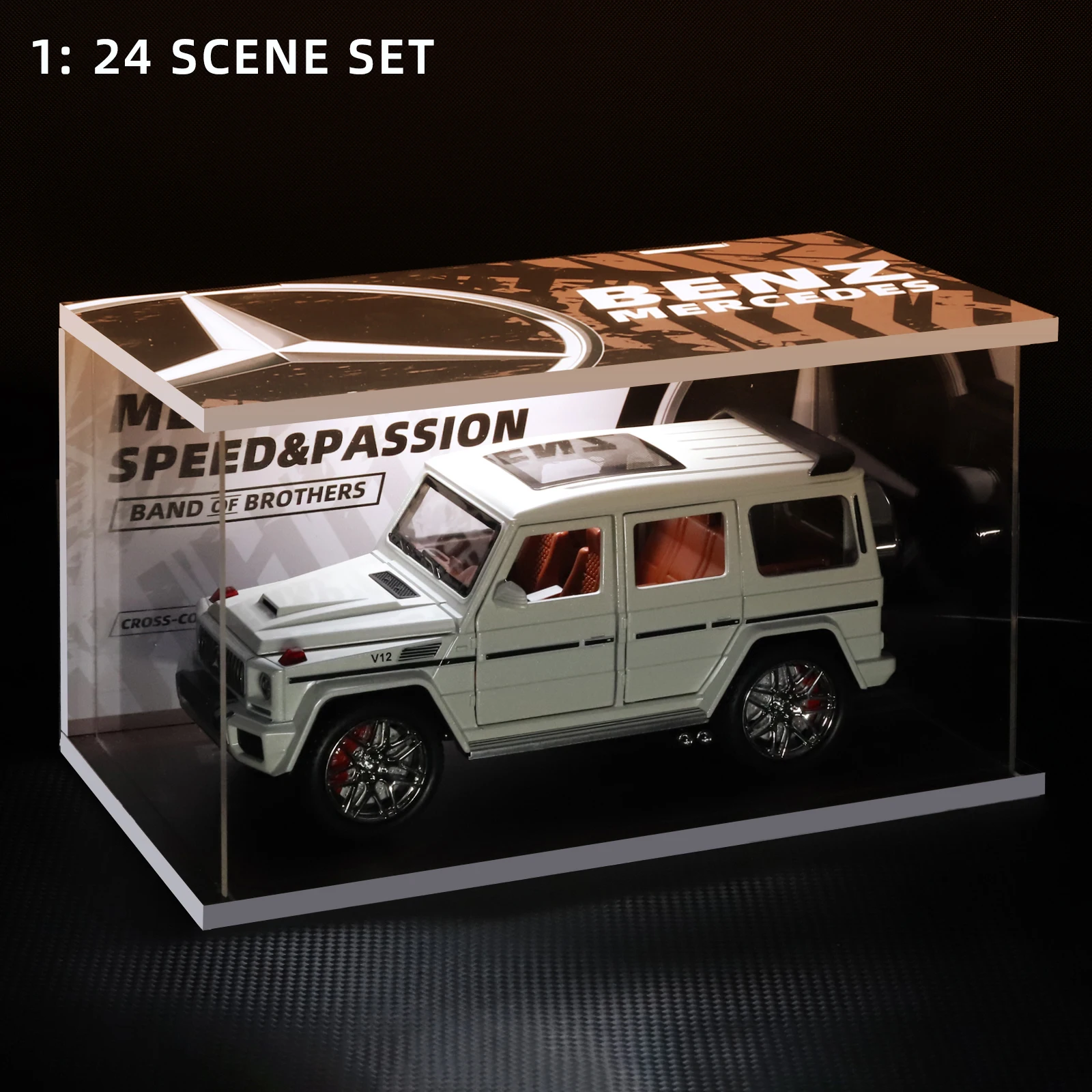 G63 Alloy Toy Model with 1:24 Scale Scenic Set, Featuring Spring-Loaded Action - Authentic Replica for Kids\' Imaginative Play