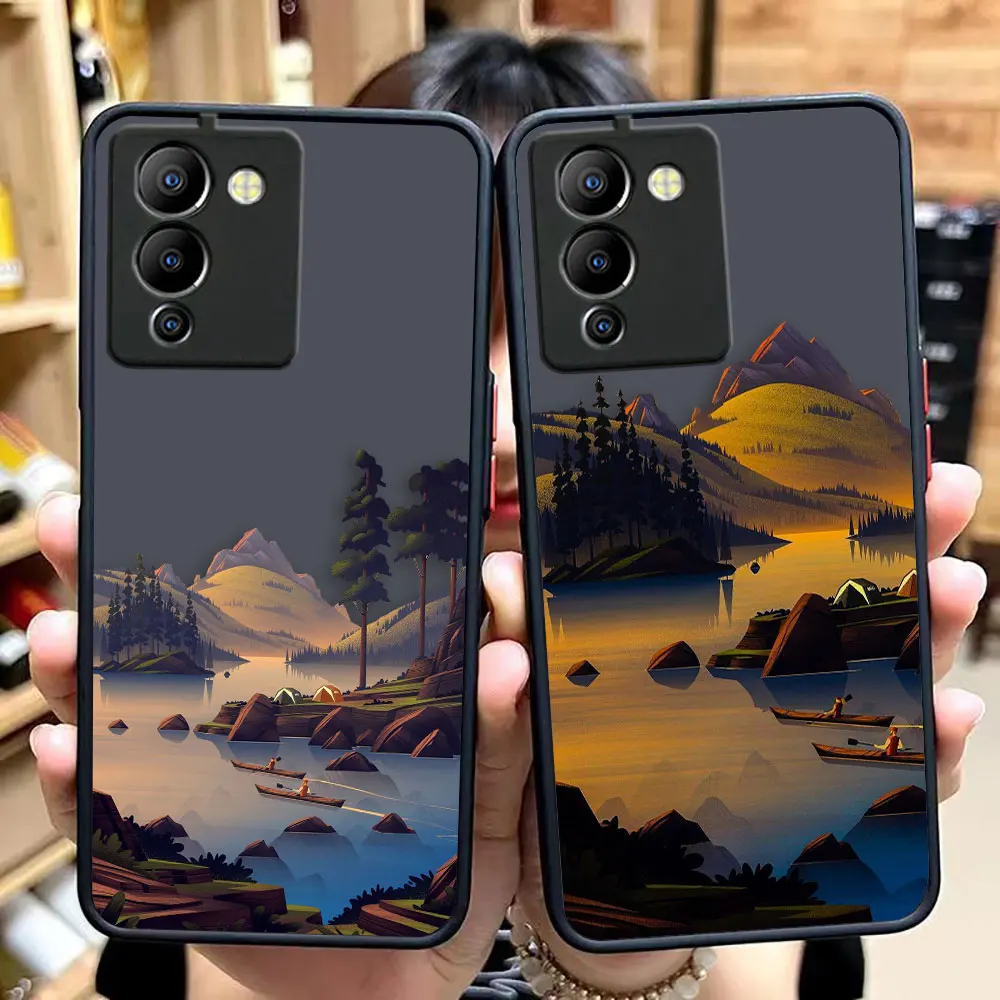 Matte Case for infinix NOTE 12 G96 11 10 8I 8 7 SMART 4 SPARK 8 8P 5 6 PRO S5 Case Funda Shell Art hand-Painted Mountain Scenery