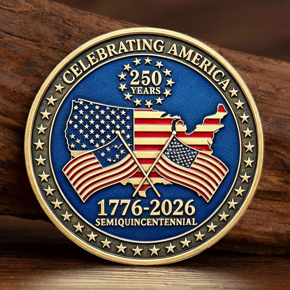 America 250th Anniversary Commemorative Coin One Nation Under God Patriotic Challenge Coin Semiquincentennial Collectible