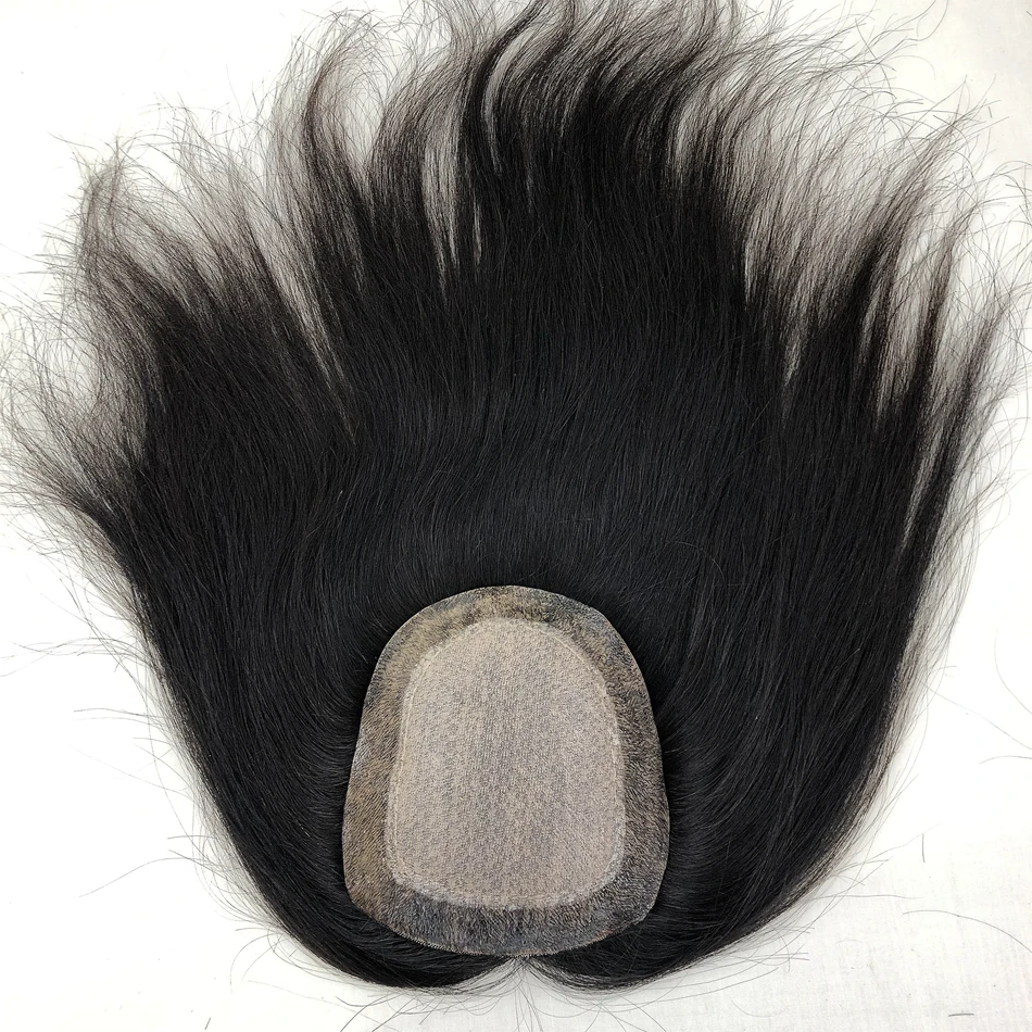 O topper da cor natural das mulheres da base da pele remy cabelo humano 16cm x 14cm o perímetro do plutônio injetou a fita base de seda/clipes/cola pode ser usado