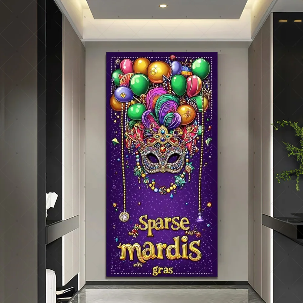 قناع ملون ريشة خلفية البندقية كرنفال موضوع غطاء الباب خلفية ماردي غرا حفلة تنكرية الديكور استوديو الصور #4